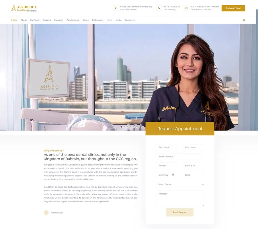 Aesthetica Dental Center website