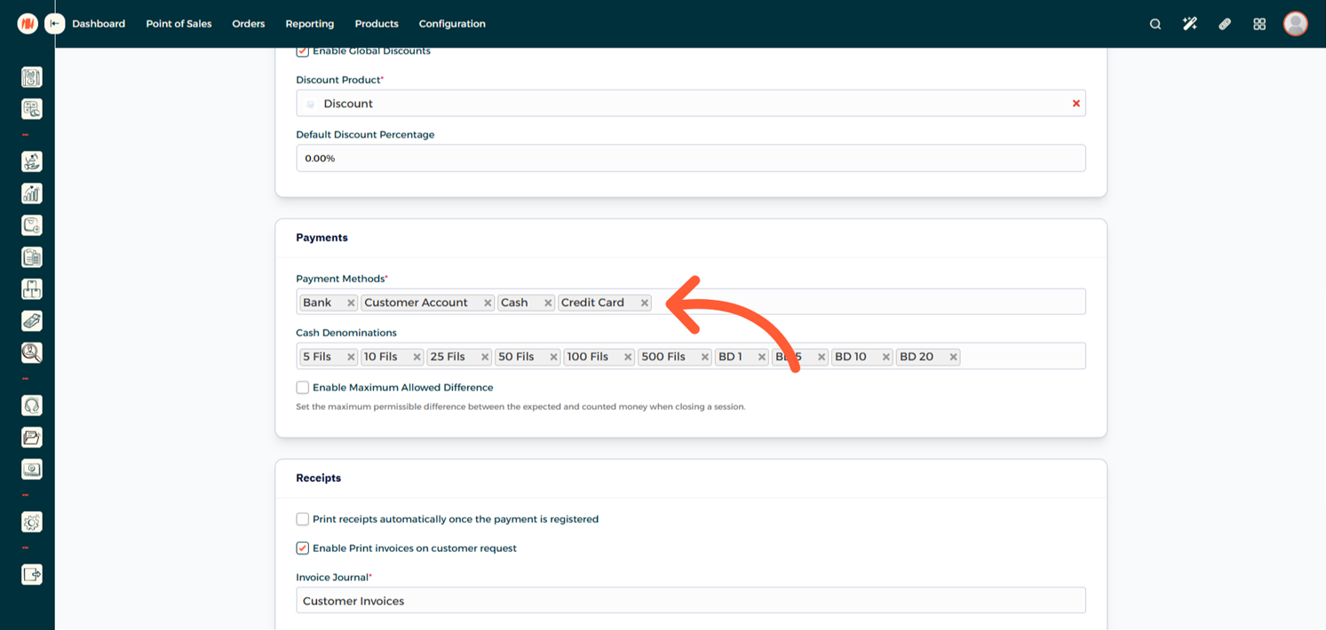 Step 3 - Assign Method to POS