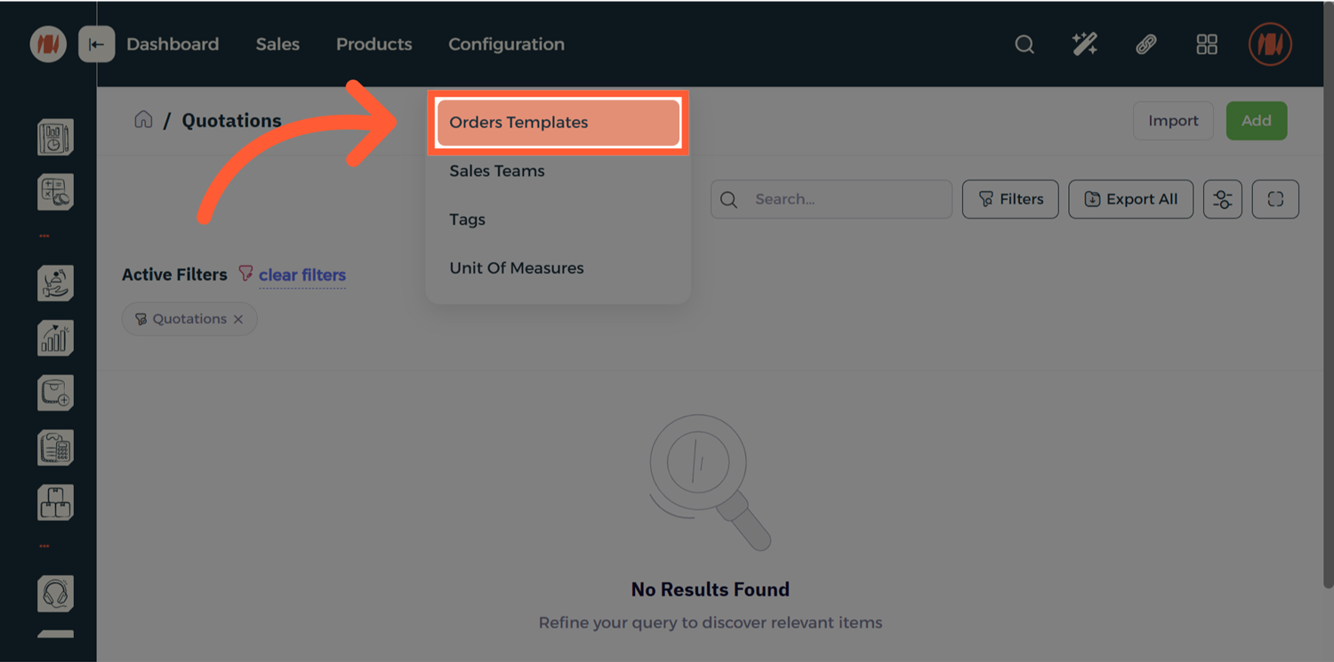 Step 2 - Add Order Template